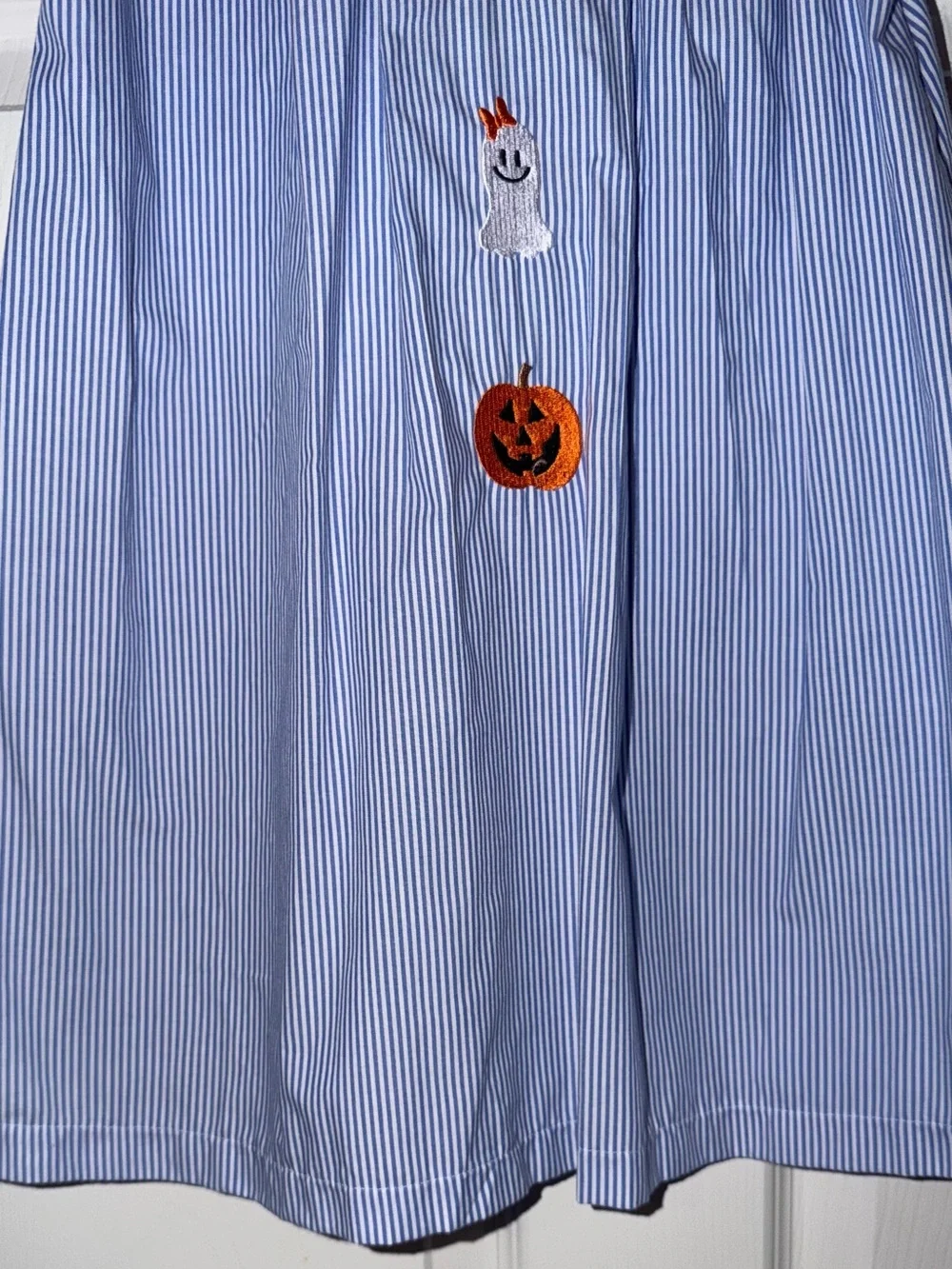 Stitchy Fish Girls Size 5 Halloween Pumpkin Ghost Pinstripe Dress